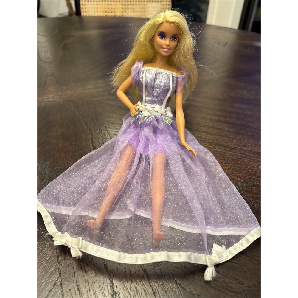 Mattel 2015 Model 1186 Blonde Haired Blue‎ eyes Princess Barbie In Purple Dress